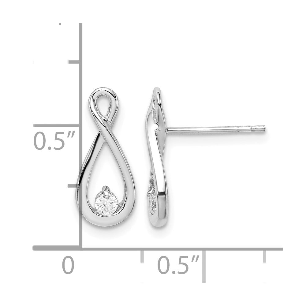 Sterling Silver Rhodium-plated Polished CZ Infinity Post Earrings