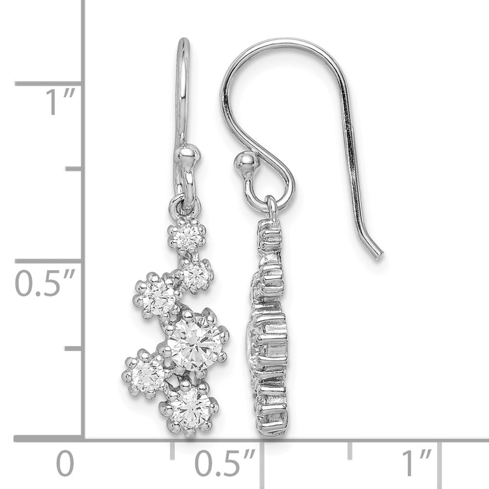 Sterling Silver Rhodium-plated Polished CZ Journey Dangle Earrings