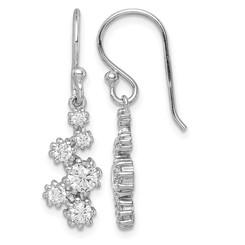 Sterling Silver Rhodium-plated Polished CZ Journey Dangle Earrings