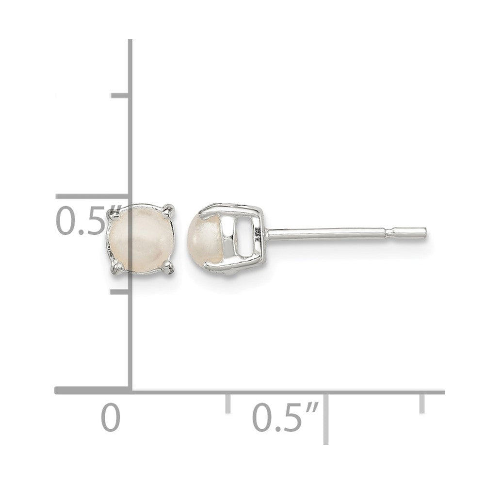 Sterling Silver Polished Imitation Pearl Post Earrings