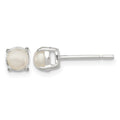 Sterling Silver Polished Imitation Pearl Post Earrings