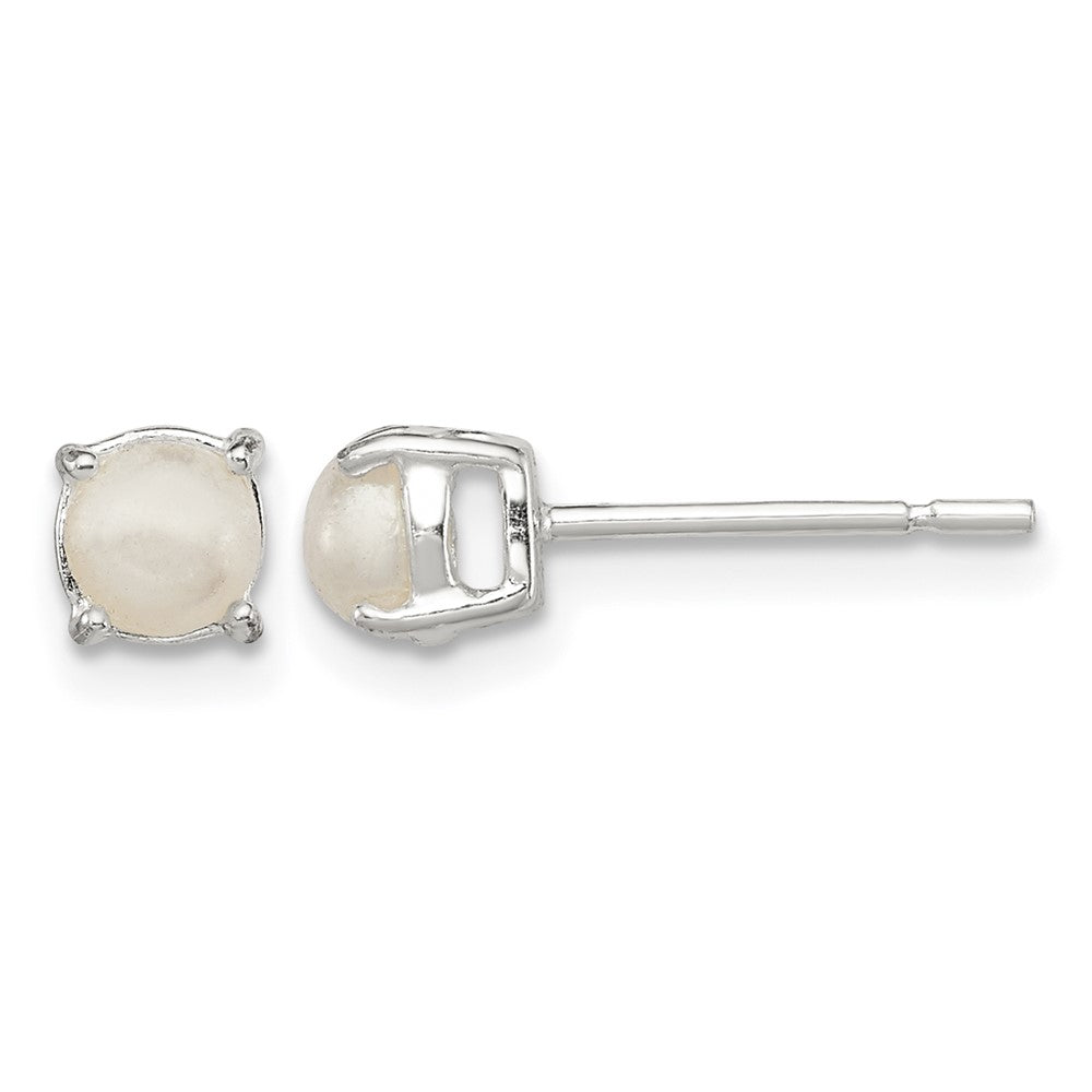 Sterling Silver Polished Imitation Pearl Post Earrings