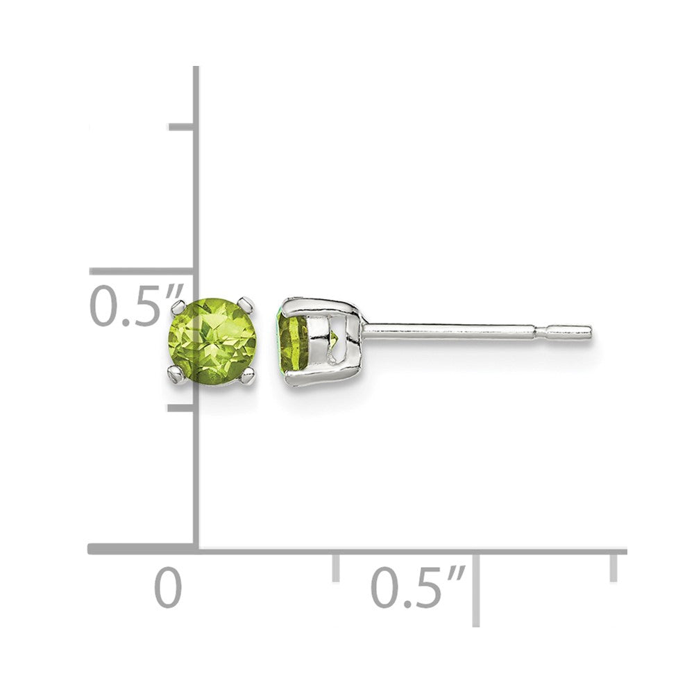 Sterling Silver Polished 4mm Round Light Green CZ Stud Earrings