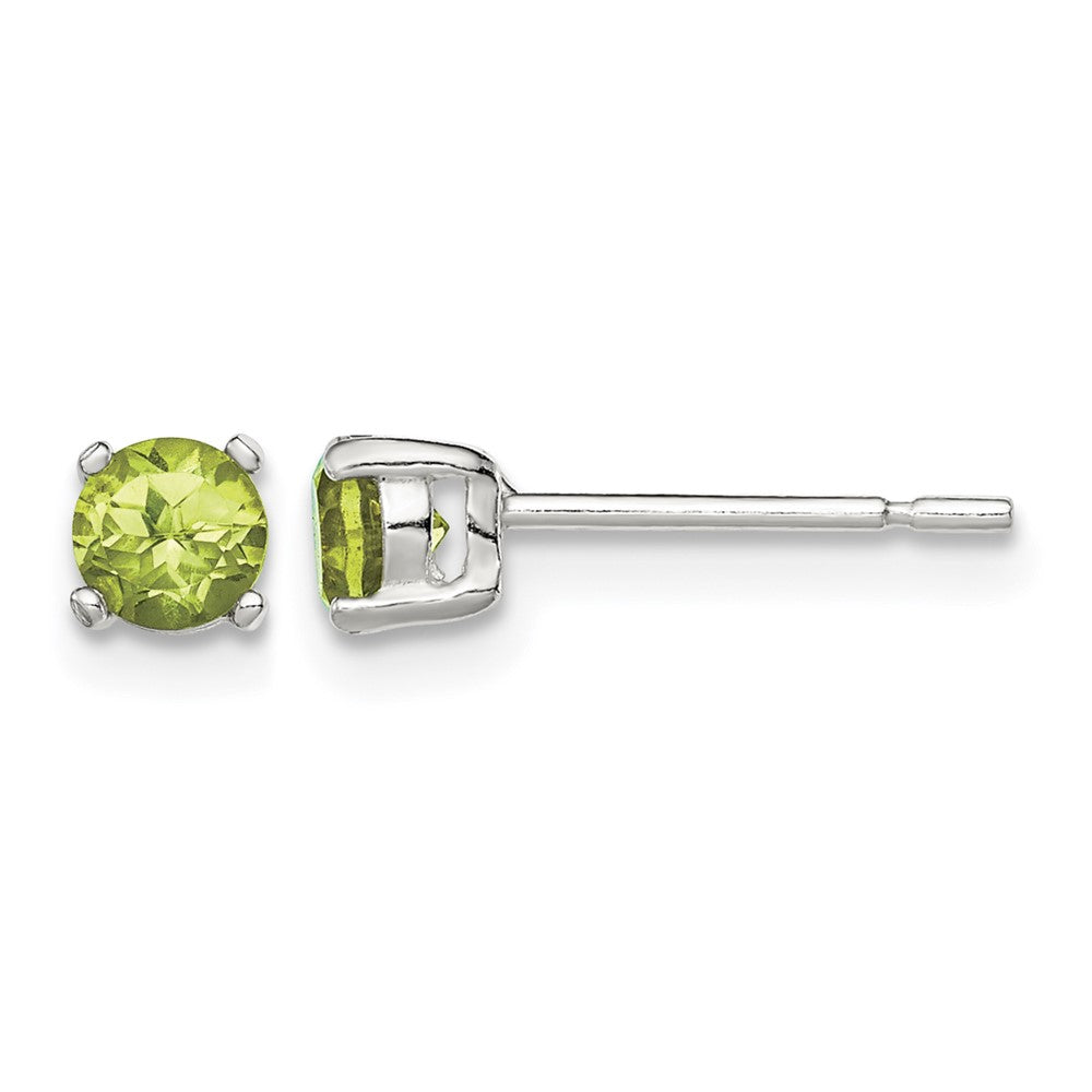 Sterling Silver Polished 4mm Round Light Green CZ Stud Earrings