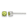 Sterling Silver Polished 4mm Round Light Green CZ Stud Earrings