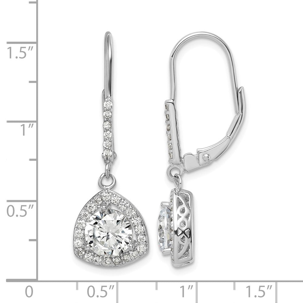 Sterling Silver Rhodium-plated Polished CZ Leverback Earrings