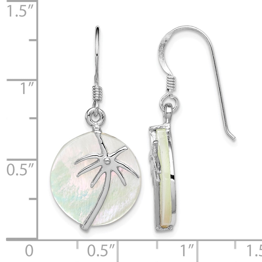 Sterling Silver Rhodium-plated Polished MOP Palm Tree Earrings