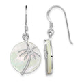 Sterling Silver Rhodium-plated Polished MOP Palm Tree Earrings