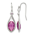 Sterling Silver RH-plated Polished Synthetic Pink Bead Shepherd Hook Earri