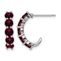 Sterling Silver Rhodium-plated Garnet J-Hoop Earrings
