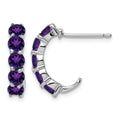 Sterling Silver Rhodium-plated Amethyst J-Hoop Earrings