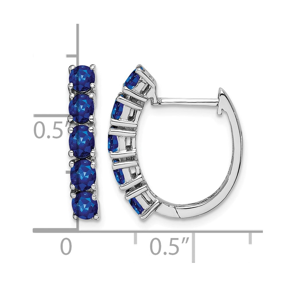 Sterling Silver Rhodium-plated Polished Sapphire Hinged Hoop Earrings