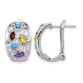 SS Rhodium-plated Amethyst/Blue Topaz/Garnet/Citrine Omega Back Earrings