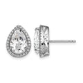 Sterling Silver Rhodium Created White Topaz & CZ Post Earrings