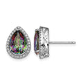 Sterling Silver Rhodium Polished Mystic Topaz & CZ Post Earrings