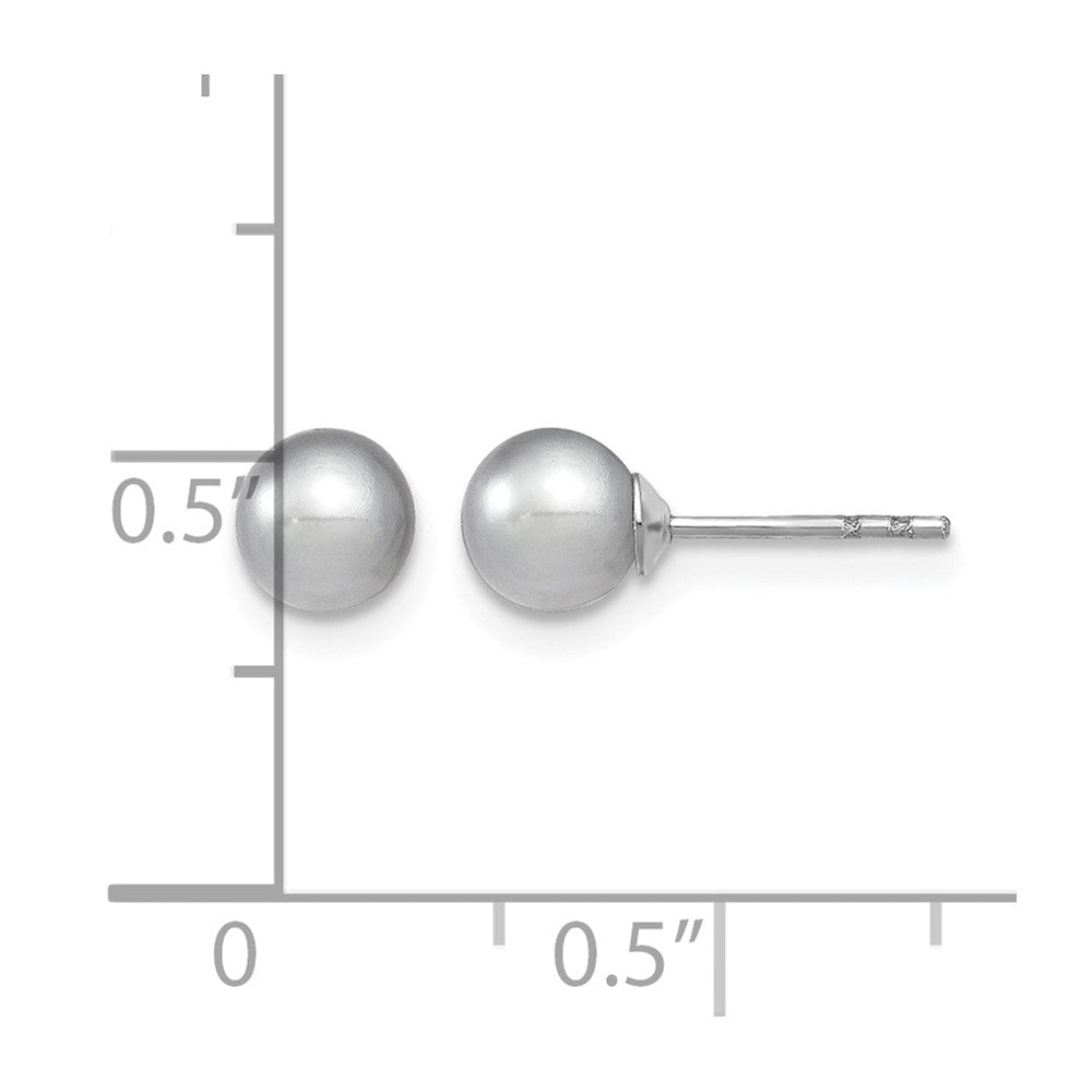 SSilver Rhodium-plated 5-6mm Grey FW Cultured Round Pearl Stud Earrings