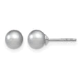 SSilver Rhodium-plated 5-6mm Grey FW Cultured Round Pearl Stud Earrings