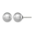 Sterling Silver Rh-plated 9-10mm Grey FW Cultured Round Pearl Stud Earrings