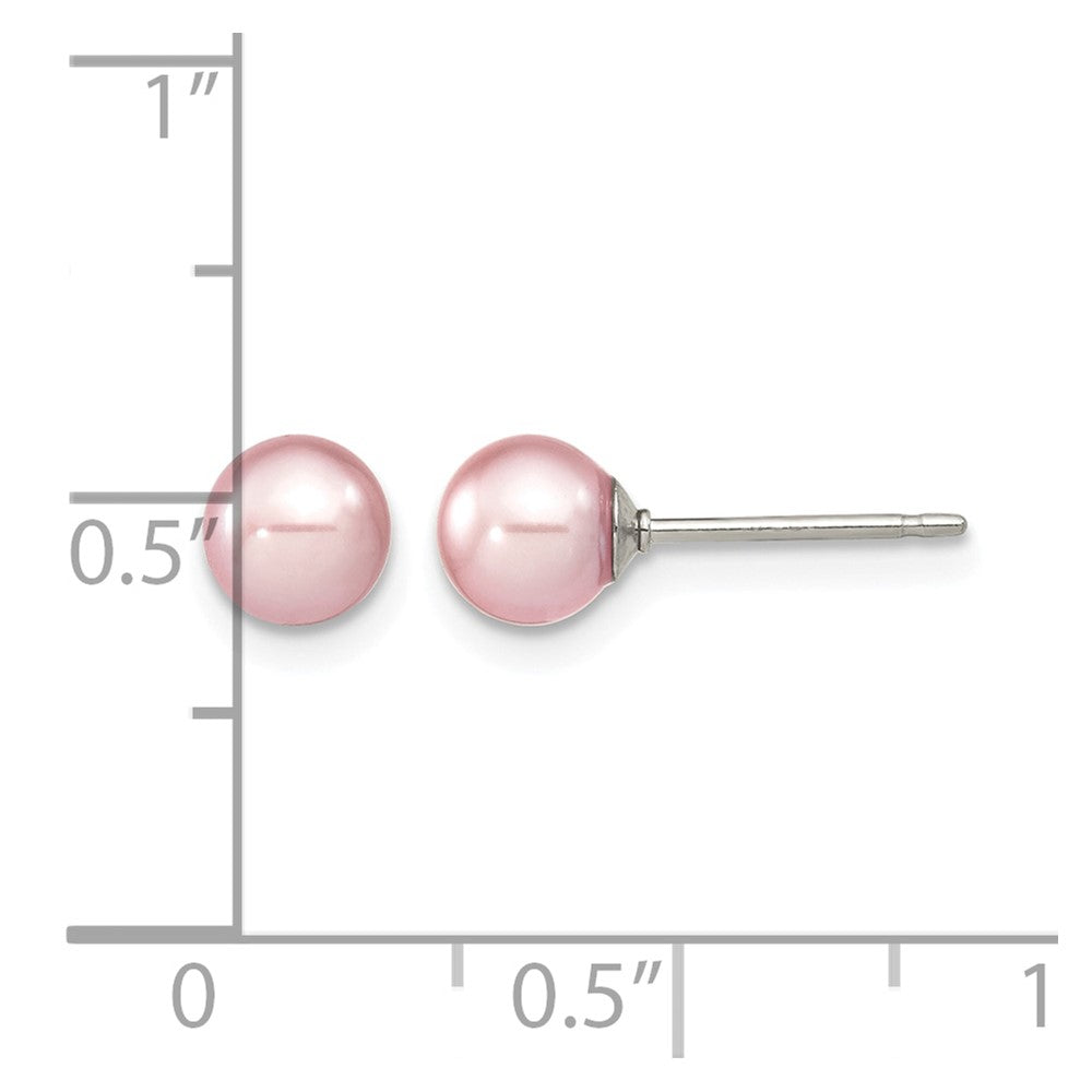 Sterling Silver Rh-plated 5-6mm Purple FW Cultured Round Pearl Stud Earring