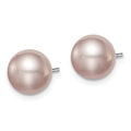 Sterling Silver Rh-plated 8-9mm Purple FW Cultured Round Pearl Stud Earring