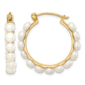 Sterling Silver Gold-plated 4-5mm FWC Pearl Hoop Earrings