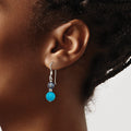 Sterling Silver Antiqued Black FWC Pearl & Turquoise Dangle Earrings