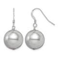 Sterling Silver Rhodium-plated 14-15mm Grey Shell Pearl Dangle Earrings