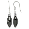 Sterling Silver Polished Crystal & Black Agate Dangle Earrings