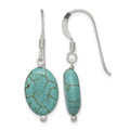 Sterling Silver Polished Blue Reconstructed Magnesite Oval Dangle Earrings