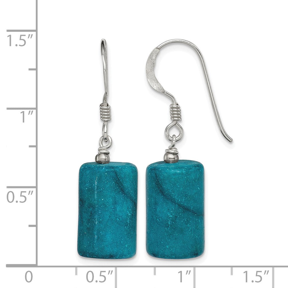 Sterling Silver Polished Blue Jasper Rectangle Dangle Earrings