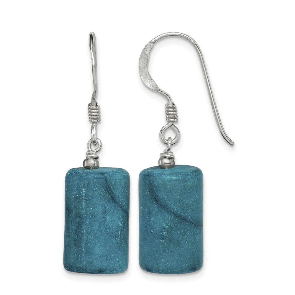 Sterling Silver Polished Blue Jasper Rectangle Dangle Earrings