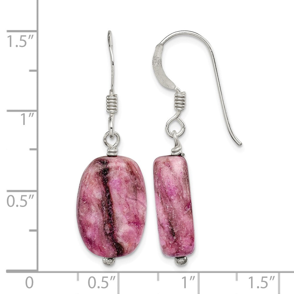 Sterling Silver Polished Oval Purple Jasper Dangle Earrings
