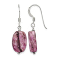 Sterling Silver Polished Oval Purple Jasper Dangle Earrings