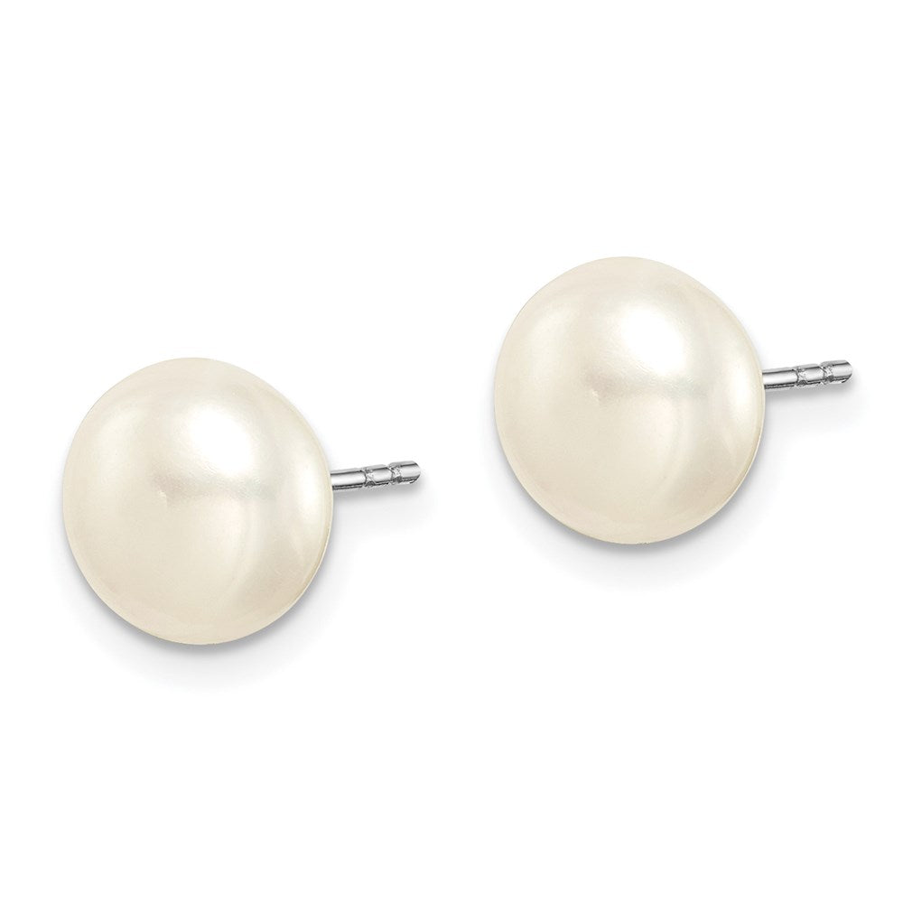 Sterling Silver Rh-pl 8-9mm Set of 3 Wt/Pink/Purp Button FWC Pearl Earrings