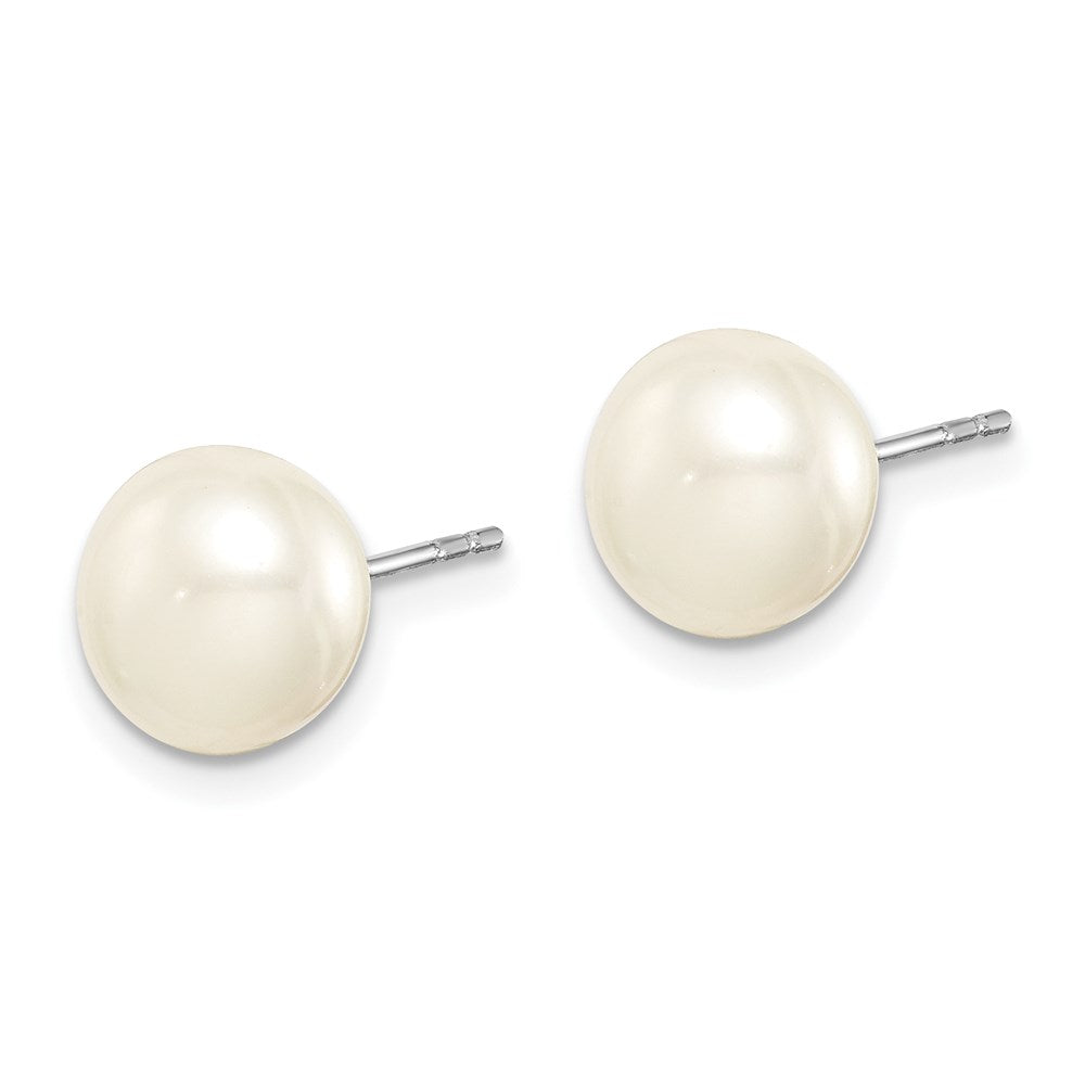Sterling Silver Rhodium 8-9mm FWC 5 Pairs Pearl Button Stud Earring Set