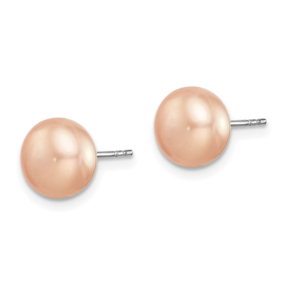 Sterling Silver Rhodium 8-9mm FWC 5 Pairs Pearl Button Stud Earring Set