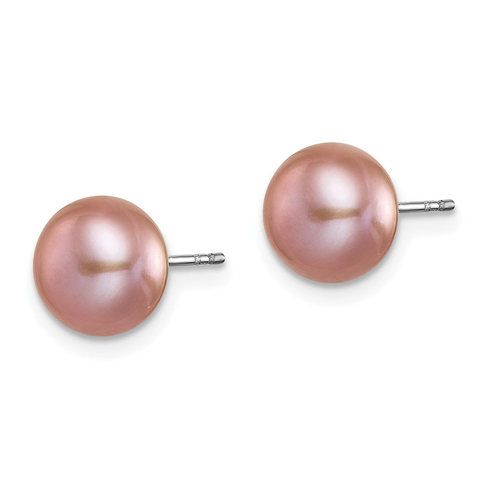 Sterling Silver Rhodium 8-9mm FWC 5 Pairs Pearl Button Stud Earring Set