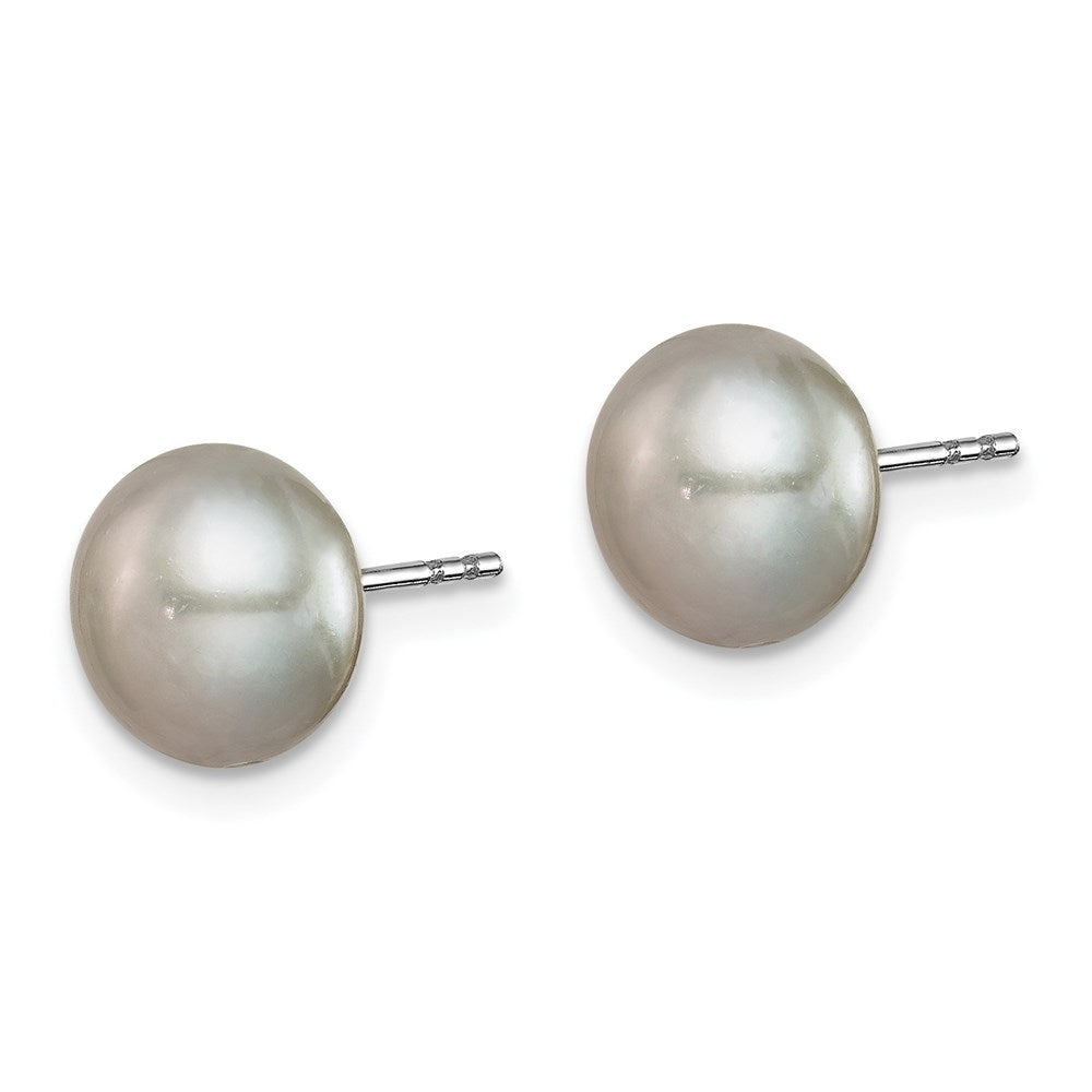 Sterling Silver Rhodium 8-9mm FWC 5 Pairs Pearl Button Stud Earring Set