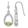 Sterling Silver Rhodium-plated Peridot Shepherd Hook Dangle Earrings