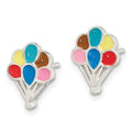 Sterling Silver Polished Enamel Balloon Post Earrings