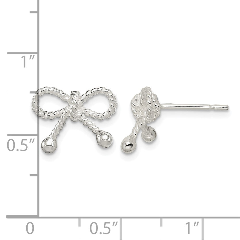 Sterling Silver Polished and Textured Bow Post Earrings