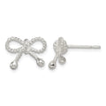 Sterling Silver Polished and Textured Bow Post Earrings