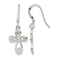 Sterling Silver Polished Swirl Cross Dangle Earrings