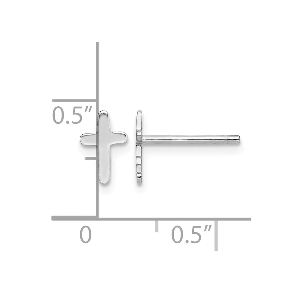 Sterling Silver Rhodium-plated Polished Latin Cross Post Earrings