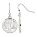 Sterling Silver Polished Round Tree Shepherd Hook Earrings