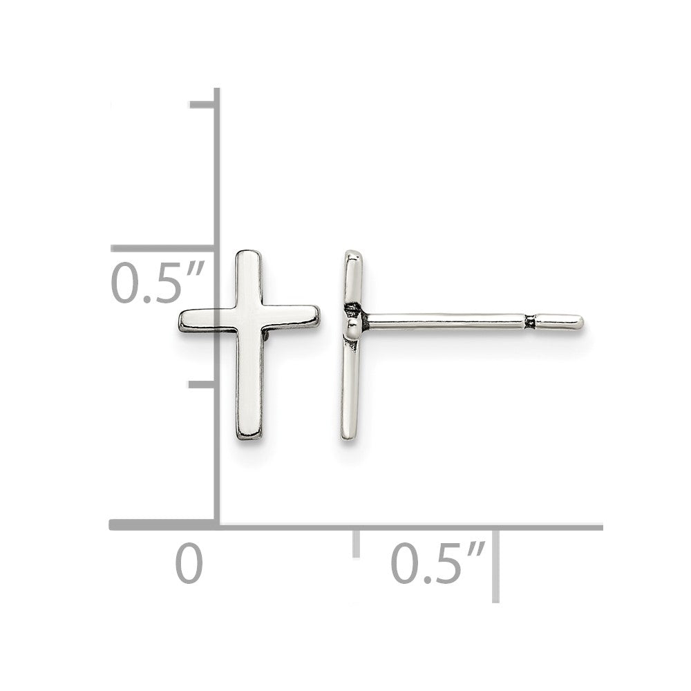 Sterling Silver Polished Latin Cross Post Earrings