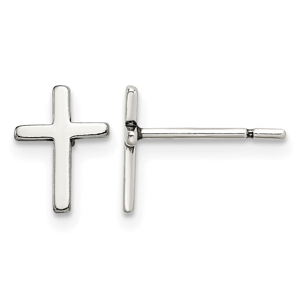 Sterling Silver Polished Latin Cross Post Earrings