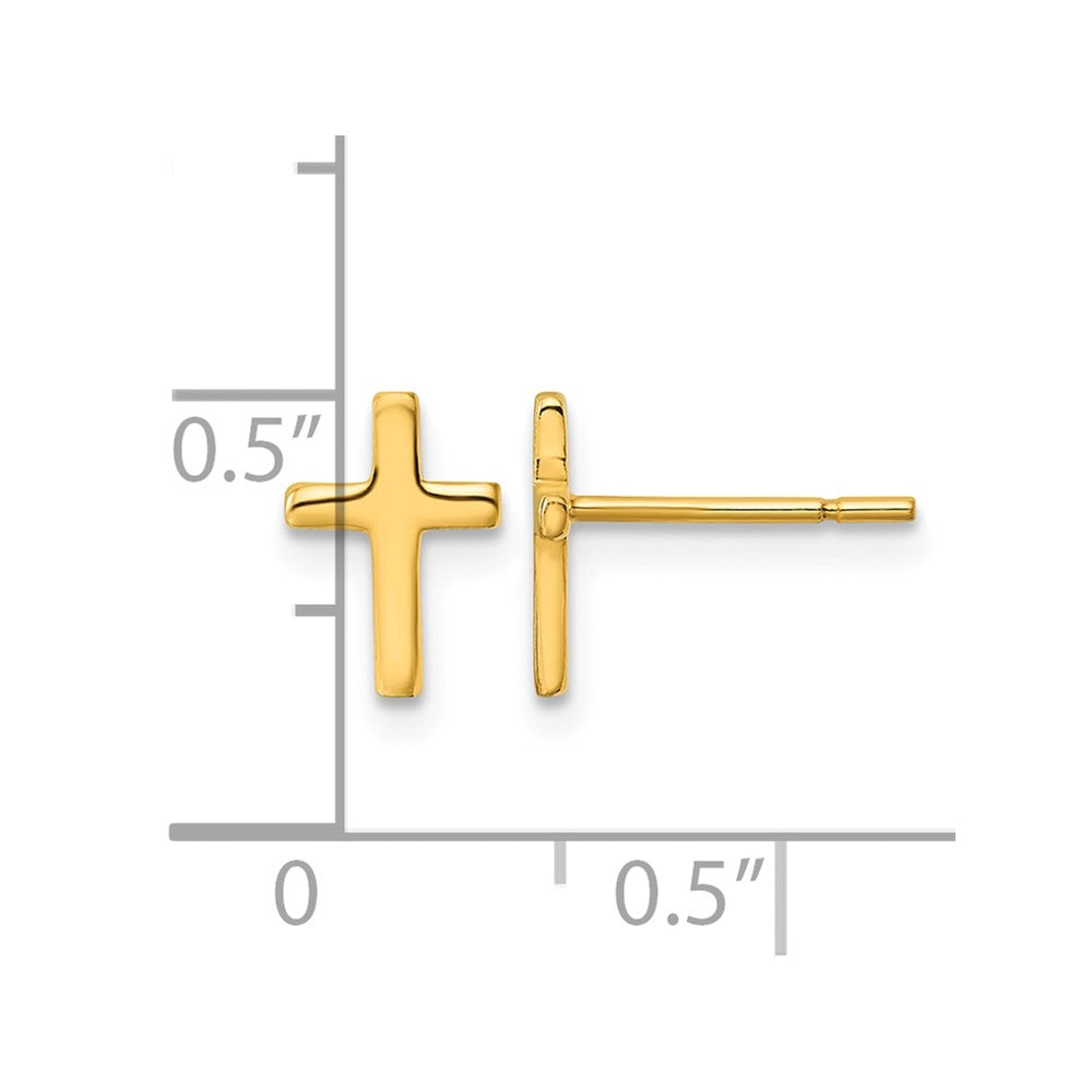 Sterling Silver Gold-tone Polished Latin Cross Post Earrings