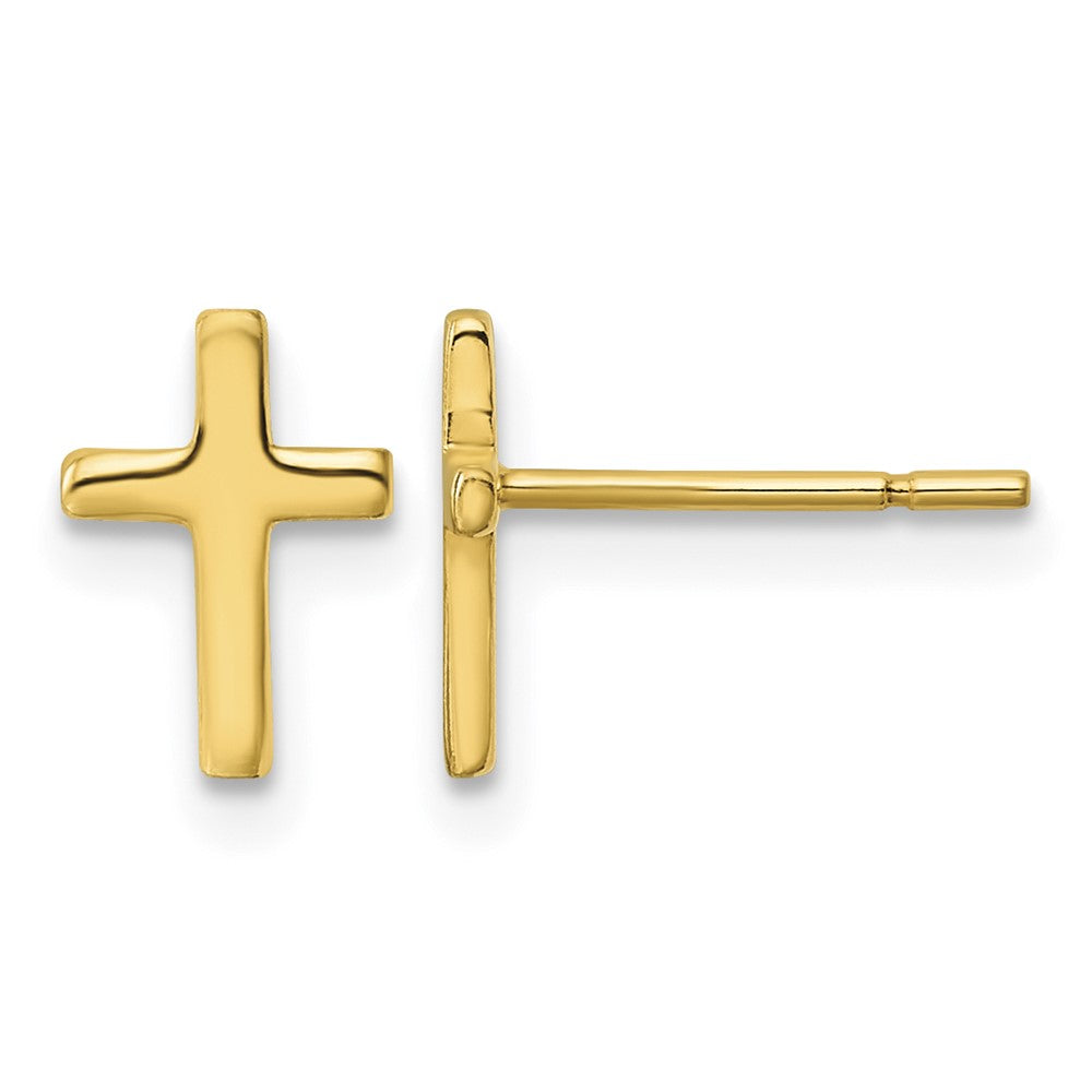 Sterling Silver Gold-tone Polished Latin Cross Post Earrings