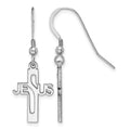 Sterling Silver Rhodium-plated Polished JESUS Cross Dangle Earrings